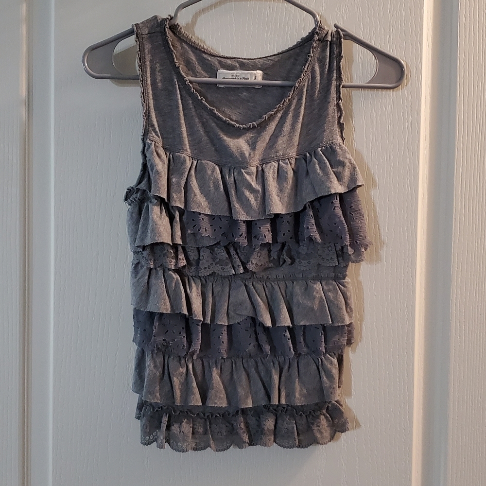Abercrombie & Fitch Gray Frilled Tank Top